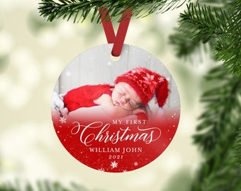 Baby's First Christmas Ornament, My First Christmas Ornament, Photo First Christmas Ornament, Boy Ornament, Navy Ornament, Newborn Baby Gift