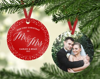 Newlywed Christmas Ornament, Married Christmas Ornament, Newlyweds Christmas Gift, Wedding Ornament, Married Christmas Ornaments, Dusty Blue