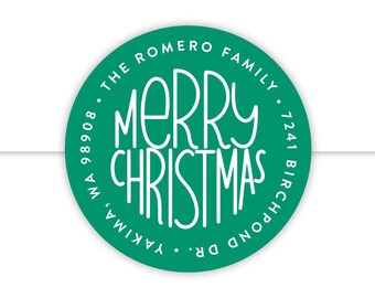 Return Address Labels for Christmas Cards | Personalized with Name | Modern Handlettering Design
