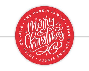 Personalized Holiday Labels | Custom Address Stickers for Christmas Cards | Calligraphy, Handlettering Design