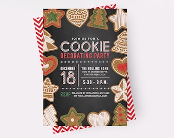 Cookie Decorating Invitations, Cookie Contest Invitations, Christmas Cookie Decorating Party Invitations, Christmas Party Invitations