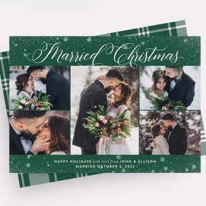 Married Christmas Card, Newlywed Holiday Card, Holiday Photo Card, Holiday Thank You Card, Newlywed Christmas Card, Christmas Card 5 Photos