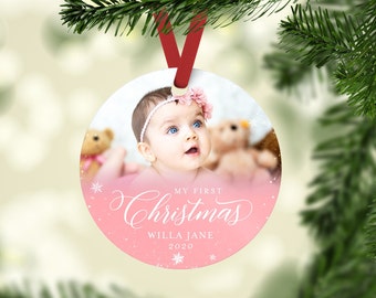 Girl First Christmas Ornament, Pink Ornament, Photo First Christmas Ornament, My First Christmas Ornament, Baby's First Christmas Ornament