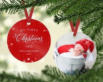 Baby's First Christmas Ornament, My First Christmas Ornament, Photo First Christmas Ornament, Boy Ornament, Navy Ornament, Newborn Baby Gift