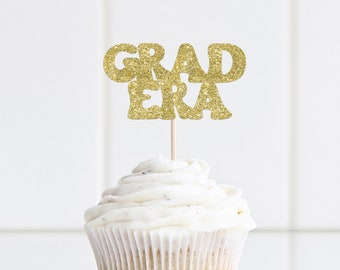 Grad Era Cupcake Toppers, Customize with School Colors, Decor Ideas for Graduation Party, In Her Era, High School College Graduation Party