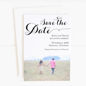 Wedding Save the Date (Sincerely) -Digital File, PDF, DIY, Printable, Black, White, Calligraphy, Stripes, Photo, Magnet, Postcard, Note Card