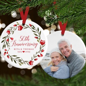 Anniversary Ornament with Photo, Couple Gift, Wedding Keepsake, 50th Anniversary Ornament, 25th Anniversary Present, Gift for Grandparents