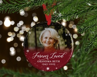 Photo Memorial Christmas Ornament | Personalized Sympathy or Bereavement Gift | Forever Loved