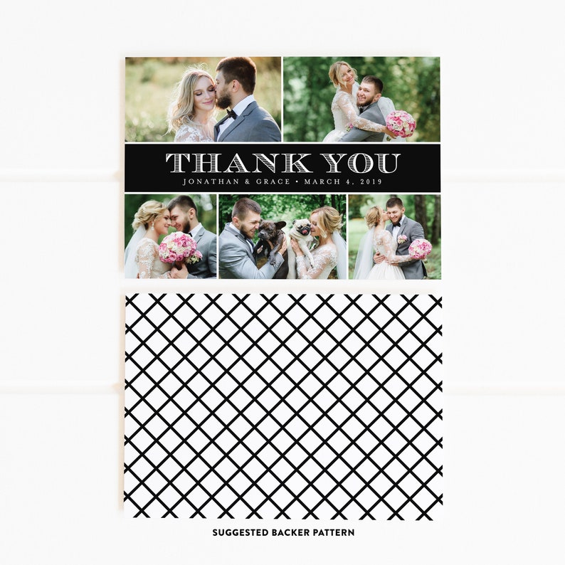 PDF Printable Wedding Thank You Black and White Thank You Card Photo Thank You Card Wedding Thank You Card Printed Wedding Thank Yous