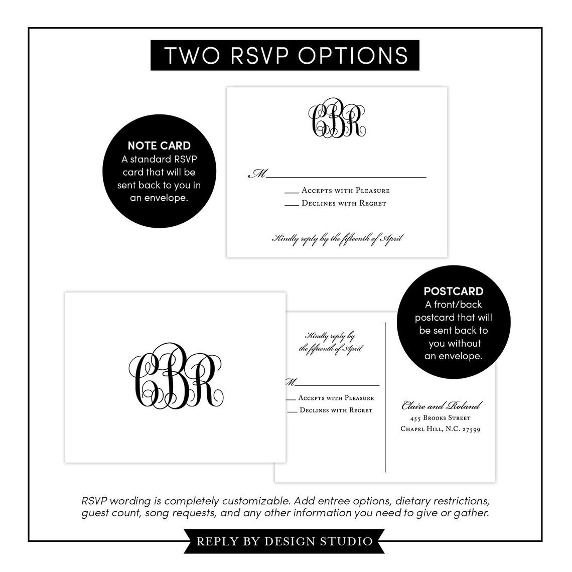 Wedding Invitation and RSVP Card Monogrammed Digital File Etsy