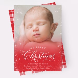 Christmas Birth Announcement, Holiday Baby Announcement, Christmas Baby Announcement, My First Christmas Card, Holiday Birth Announcements