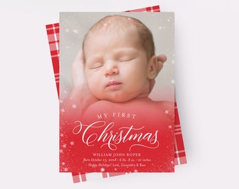 Christmas Birth Announcement, Holiday Baby Announcement, Christmas Baby Announcement, My First Christmas Card, Holiday Birth Announcements