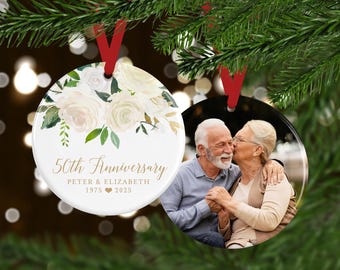 Golden Anniversary Ornament, Keepsake Photo Ornament, 50th Anniversary, 25th Anniversary, Gift for Grandparents, Gift for Parents, Photo