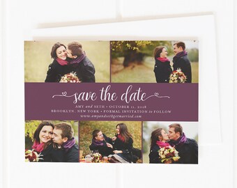 Purple Save the Dates, Photo Save the Date Cards, Photo Save the Date Magnets, Printable Save the Dates, Printed Save the Dates, DIY, PDF