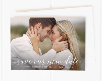 Save Our New Date, Unsave the Date, Photo Save the New Date Card, Wedding Postponement Announcement, Printable Change the Date, Printed Card