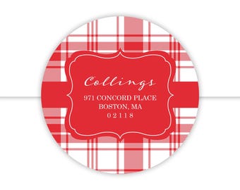 Plaid Return Address Labels, Holiday Address Label, Christmas Return Address Label, Holiday Address Stickers, Christmas Address Stickers