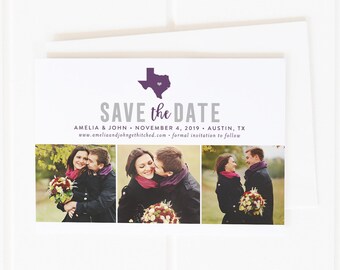 Texas Save the Dates, State Save the Date Cards, Destination Wedding Save the Dates, Printable Save the Dates, Save the Date Postcards, DIY