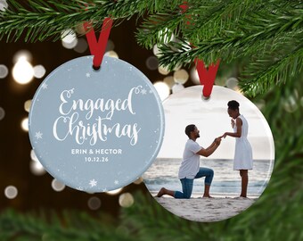 Personalized Engagement Ornament | Custom Christmas Gift Idea for Couple or Bridal Shower with Photo