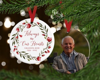 Memorial Christmas Ornament | Personalized Sympathy Gift with Photo | Loss of Mother, Father, Son, Daughter