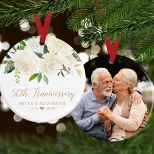 Golden Anniversary Ornament, Keepsake Photo Ornament, 50th Anniversary, 25th Anniversary, Gift for Grandparents, Gift for Parents, Photo