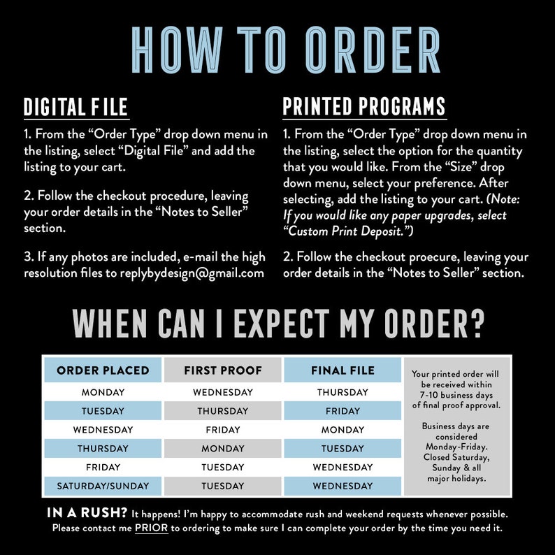 Calligraphy Wedding Programs Wedding Program PDF Printable Wedding Program Black and White Wedding Programs Printed Wedding Programs