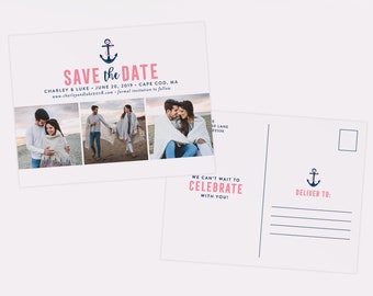 Postcard Save the Date, Photo Save the Date, Printable Save the Date, Printed Save the Dates, PDF, DIY Save the Date, Anchor Save the Date