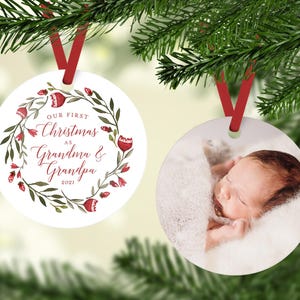 Grandparent Christmas Ornament, First Christmas as Grandma and Grandpa, Personalized Christmas Ornament, Baby Ornament, Grandparent Gifts