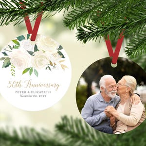 Golden Anniversary Ornament, Keepsake Photo Ornament, 50th Anniversary, 25th Anniversary, Gift for Grandparents, Gift for Parents, Photo