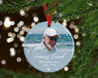Memorial Christmas Ornament | Personalized Sympathy Gift with Photo | Loss of Mother, Father, Son, Daughter