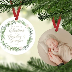 Grandparent Ornament, First Christmas as Grandma and Grandpa, Personalized Christmas Ornament, Baby Christmas Ornament, Grandparent Gifts