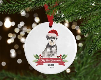 Schnauzer First Christmas Ornament, Dog Christmas Ornament, Personalized Dog Ornament, Pet Christmas Ornament, Christmas Gifts for Pets