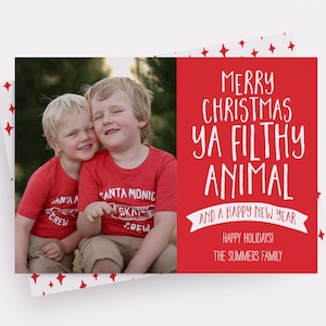 Merry Christmas Ya Filthy Animal Christmas Card, Funny Christmas Card, Christmas Card with Funny Photo, Funny Holiday Card, Home Alone Card