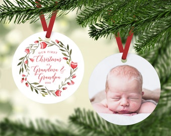 Grandparent Ornament, First Christmas as Grandma and Grandpa, Personalized Christmas Ornament, Baby Christmas Ornament, Grandparent Gifts