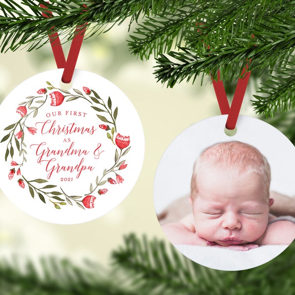 Grandparent Ornament, First Christmas as Grandma and Grandpa, Personalized Christmas Ornament, Baby Christmas Ornament, Grandparent Gifts