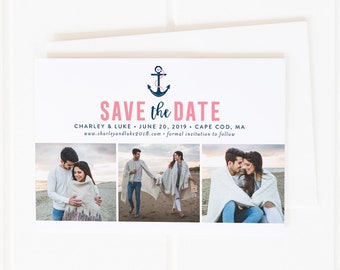 Anchor Save the Dates, Beach Save the Dates, Save the Date Note Cards, Save the Date Postcards, Printable Save the Date, DIY Save the Date