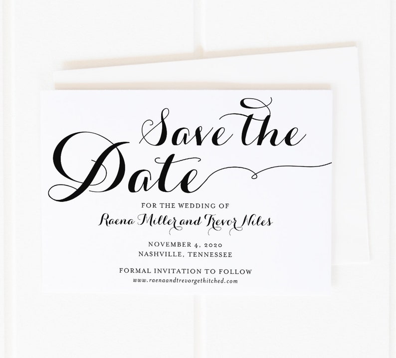 Calligraphy Save the Dates Calligraphy Save the Date Magnet Black and White Save the Dates Printable Save the Date Stripe Save the Dates