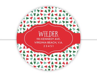 Christmas Tree Address Labels, Holiday Return Address Label, Christmas Return Address Labels, Festive Return Address Label, Holiday Stickers