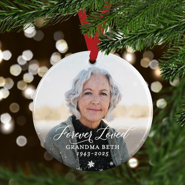 Personalized Photo Memorial Ornament | Custom Bereavement Gift with Picture | 2025 Sympathy Present