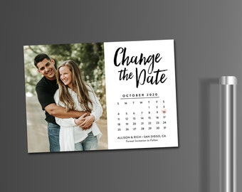 Change the Date Magnets, Save the New Date Magnets, Unsave the Date Magnet, Wedding Postponement, Printable Change the Date, Printed Magnets