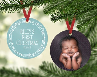 Baby Boy Christmas Ornament, My First Christmas Ornament, Photo First Christmas Ornament, Boy Ornament, Blue Ornament, Newborn Baby Gift