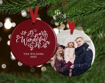 Photo Christmas Ornament for Families | It's a Wonderful Life | Custom Gift for Parents and Grandparents