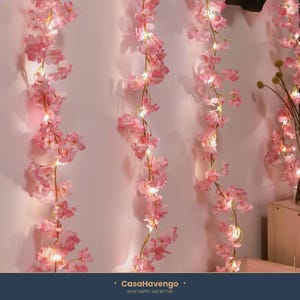 Cherry Blossom Fairy Lights, Pink Flower Vine String Lights for Bedroom, Boho Room Decor, Wedding Decoration, Romantic Gift for Her image 1
