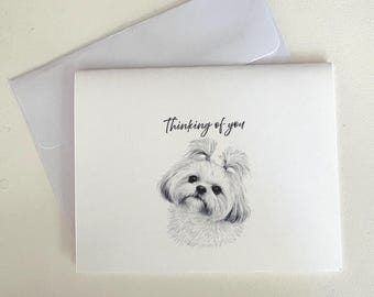 Custom Pet Note Cards | Minimal Line Art Collection | Black & White Pet Portrait from Photo