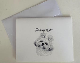 Shih Tzu Card | Pet Portraits Reimagined, Thinking of You, Oh Hello, Thank You, Just a Note Greeting(A2 Size)