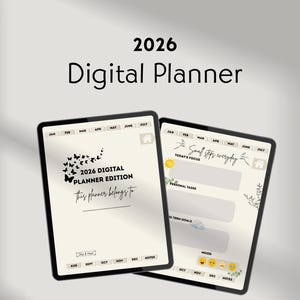 2026 Digital planner, Ipad planner , GoodNotes and Notability compatible, notebook, Hyperlinked, Daily Weekly Monthly, Adhd friendly