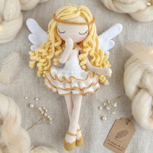 Schema per angelo di Natale all'uncinetto, tutorial per bambola amigurumi di grandi dimensioni (PDF)