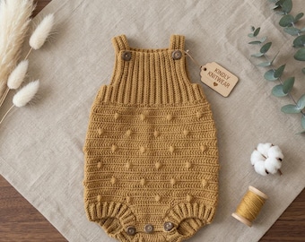 Patrón de ganchillo para pelele de bebé – Peto con aspecto de punto, desde recién nacido hasta 12 meses (Descarga en PDF)