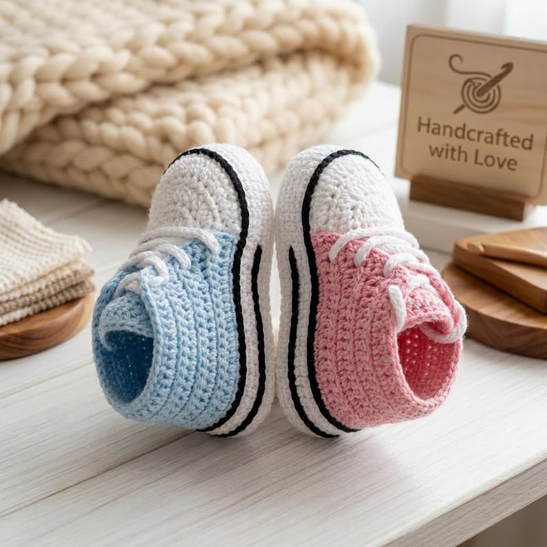 Crochet High-top Baby Sneakers Pattern – Modern Booties Tutorial (PDF ...