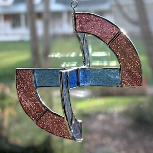 Half Round abstract mobile sclupture Indoor/Outdoor No 2 - Blue/Purple