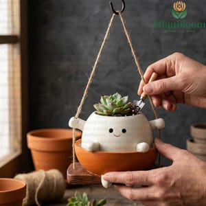 Smile Face Swing Chair Planter: Resin Wall Hanging Flower Pot Novelty Succulent Planter Home Decor